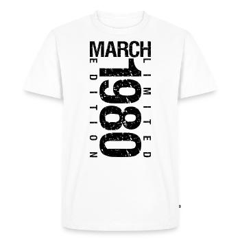 Anniversaire Mars 1980 Mars né en Mars - T-shirt Premium bio Homme - blanc - Devant - Nico (187cm)