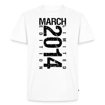 Anniversaire Mars 2014 Mars né en Mars - T-shirt Premium bio Homme - blanc - Devant - Nico (187cm)