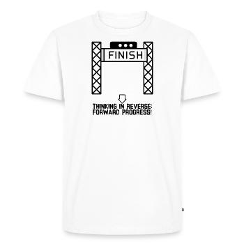 Thinking In Reverse: Forward Progress! - Men's Premium Organic T-Shirt - white - Front - Nico (187cm)