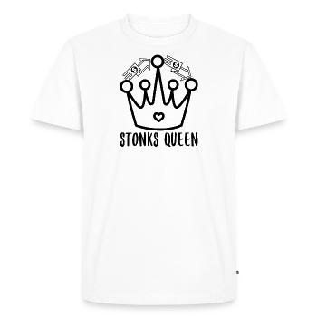 Stonks Queen - Men's Premium Organic T-Shirt - white - Front - Nico (187cm)