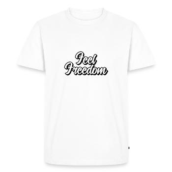 Feel Freedom - Men's Premium Organic T-Shirt - white - Front - Nico (187cm)