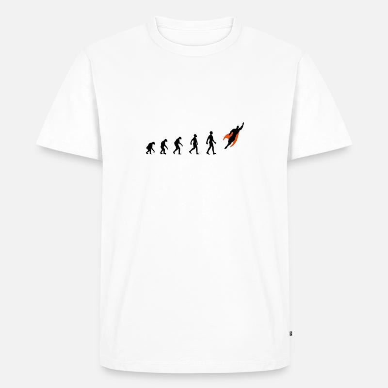 Evolution, super, held, Superhelden, darwin, - Männer Premium Bio T-Shirt - Weiß