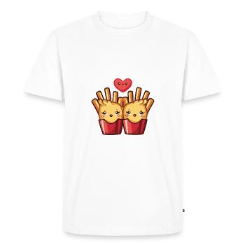 Frites Couple Amour Coeur Bande Dessinée - T-shirt Premium bio Homme - blanc - Devant - Nico (187cm)