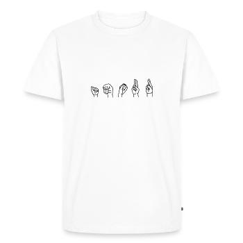 Amour langage des signes français LSF cadeau - T-shirt Premium bio Homme - blanc - Devant - Nico (187cm)
