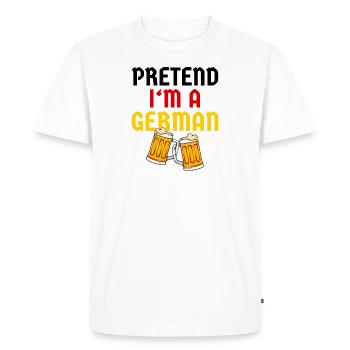 Faire semblant d’être un Allemand - Chope de bière Chemise de costume - T-shirt Premium bio Homme - blanc - Devant - Nico (187cm)
