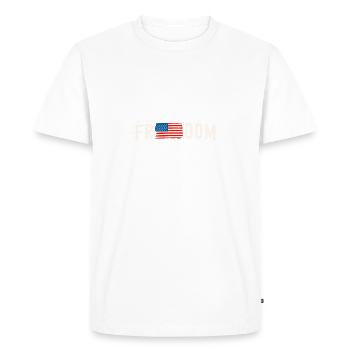 USA Drapeau américain Faith Freedom Stars Stripes 4ème - T-shirt Premium bio Homme - blanc - Devant - Nico (187cm)