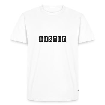Hustle - Men's Premium Organic T-Shirt - white - Front - Nico (187cm)