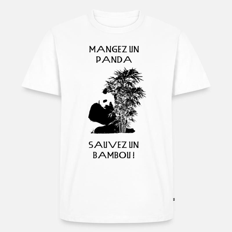Essen Sie ein Panda - Männer Premium Bio T-Shirt - Weiß