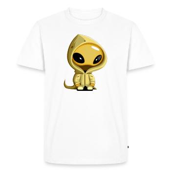 Cute Alien in Hooded Jacket - Men's Premium Organic T-Shirt - white - Front - Nico (187cm)
