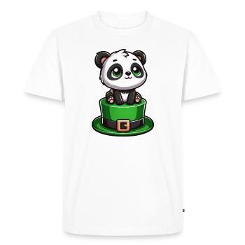 St. Patrick's Day Panda with Top Hat and Shamrock - Men's Premium Organic T-Shirt - white - Front - Nico (187cm)