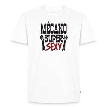 mécano super sexy - T-shirt Premium bio Homme - blanc - Devant - Nico (187cm)