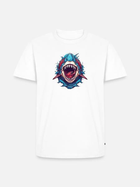 Haifisch Kopf 6 - Männer Premium Bio T-Shirt - Weiß