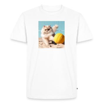 Le chat persan Negan joue au beach-volley - T-shirt Premium bio Homme - blanc - Devant - Nico (187cm)