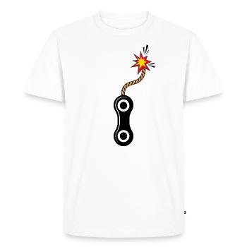 Vélo « chaîne de vélo exlosive » Cycliste à vélo gravel - T-shirt Premium bio Homme - blanc - Devant - Nico (187cm)