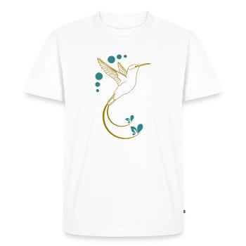 Yellow hummingbird with ornaments - Men's Premium Organic T-Shirt - white - Front - Nico (187cm)