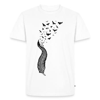 Plume et oiseaux - T-shirt Premium bio Homme - blanc - Devant - Nico (187cm)