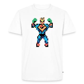 Super-héros pixel art - Homme fort qui fait défiler ses muscles - T-shirt Premium bio Homme - blanc - Devant - Nico (187cm)
