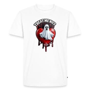 Traitez-moi bien, sinon... ! - T-shirt Premium bio Homme - blanc - Devant - Nico (187cm)
