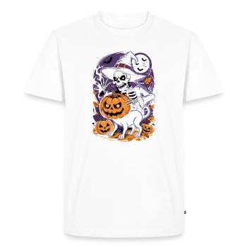 Sorcière squelette d'Halloween avec citrouilles - T-shirt Premium bio Homme - blanc - Devant - Nico (187cm)