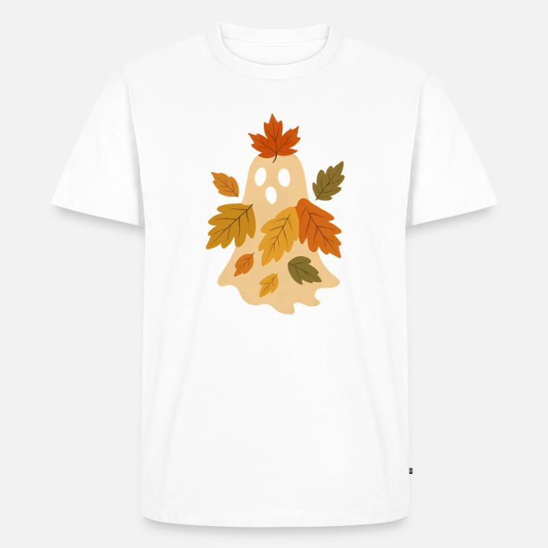 Herbstgeist mit Blättern - Männer Premium Bio T-Shirt - Weiß
