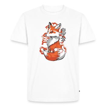Vibrant Fox Ukiyo Style - Men's Premium Organic T-Shirt - white - Front - Nico (187cm)