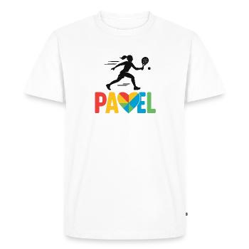Padel Coeur Couleurs Logo - T-shirt Premium bio Homme - blanc - Devant - Nico (187cm)