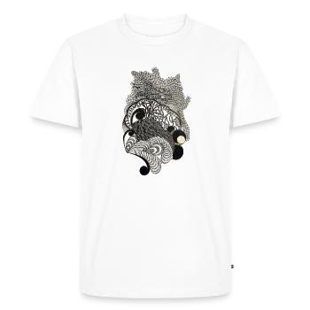 Black and White Decorative Waves Pattern - Men's Premium Organic T-Shirt - white - Front - Nico (187cm)