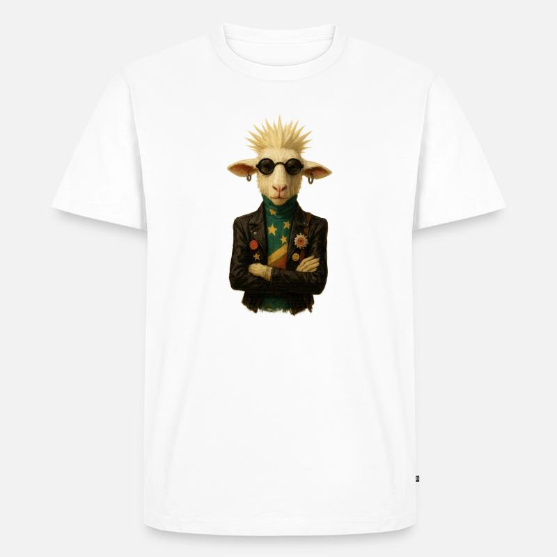 Punkgoat mit Sternenband - Männer Premium Bio T-Shirt - Weiß