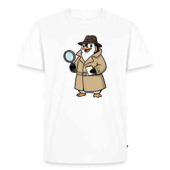 Penguin Detective Spy Cartoon Nursery Fun - Men's Premium Organic T-Shirt - white - Front - Nico (187cm)