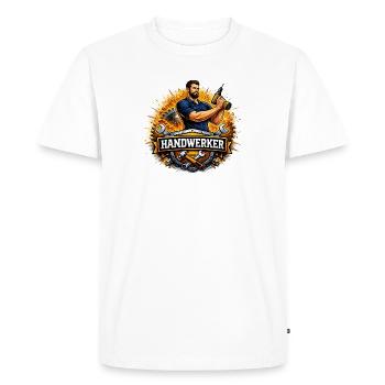 Logo Craftsman – Style de bande dessinée avec perceuse - T-shirt Premium bio Homme - blanc - Devant - Nico (187cm)