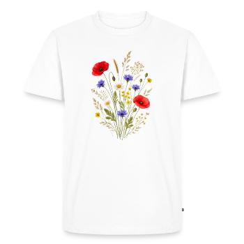 Bouquet de fleurs sauvages colorées Nature Floral Design - T-shirt Premium bio Homme - blanc - Devant - Nico (187cm)