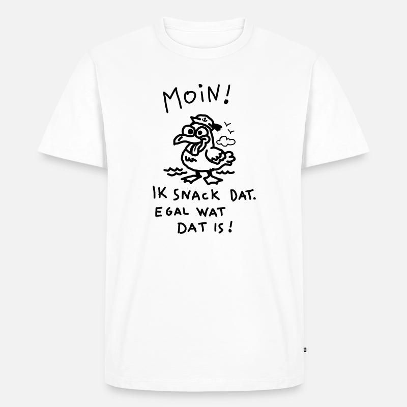 Moin Dämliche Möwe Witzig Kinder Motiv  - Männer Premium Bio T-Shirt - Weiß