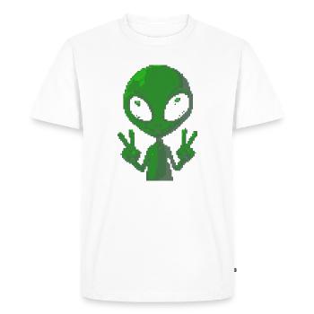 Signe de paix extraterrestre Pixel - T-shirt Premium bio Homme - blanc - Devant - Nico (187cm)