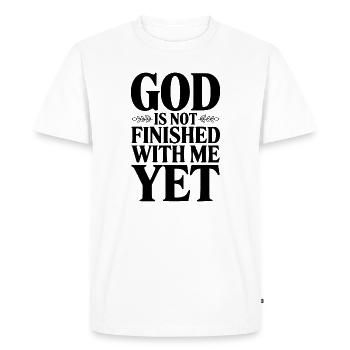 Dieu n’a pas encore fini avec moi - T-shirt Premium bio Homme - blanc - Devant - Nico (187cm)