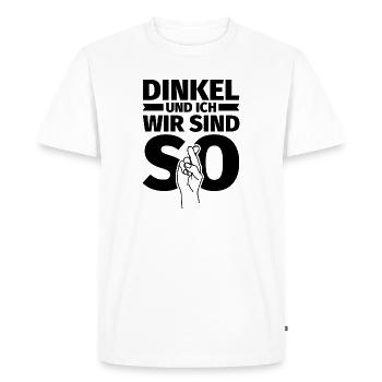 Dinkel und ich wir sind so - Männer Premium Bio T-Shirt - Weiß - Vorne - Nico (187cm)