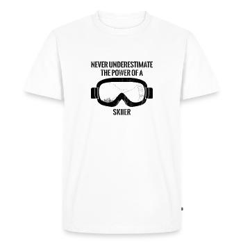 Sports d'hiver - Ski - Après-ski - Cadeau - T-shirt Premium bio Homme - blanc - Devant - Nico (187cm)