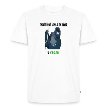Vegan Gorilla tshirt - Men's Premium Organic T-Shirt - white - Front - Nico (187cm)