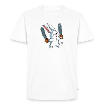 Spirit Animal Bunny Chainsaw Bunny Gift - Men's Premium Organic T-Shirt - white - Front - Nico (187cm)