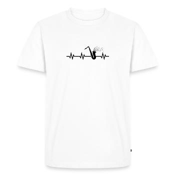 Cœur battu saxophone à un saxophoniste - T-shirt Premium bio Homme - blanc - Devant - Nico (187cm)