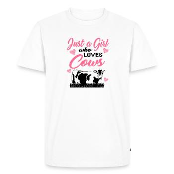 Only a girl who loves cows for the farm - Men's Premium Organic T-Shirt - white - Front - Nico (187cm)