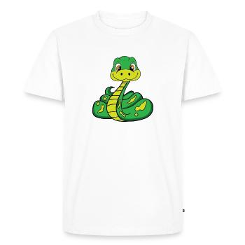 Bébé serpent dessin animé vert mignon - T-shirt Premium bio Homme - blanc - Devant - Nico (187cm)