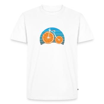 Fahrrad Hochrad Orangen Räder Logo Hip Nostalgie - Men's Premium Organic T-Shirt - white - Front - Nico (187cm)