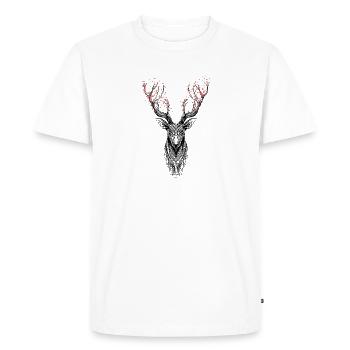 Cerf - forêt et nouvelle vie - T-shirt Premium bio Homme - blanc - Devant - Nico (187cm)