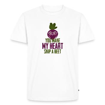 Hear Skip A Beet Jeu de mots Herz Beat Rübe Violet - T-shirt Premium bio Homme - blanc - Devant - Nico (187cm)