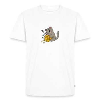 Cat Kitten Crafts Knitting Handicraft hobbyist - Men's Premium Organic T-Shirt - white - Front - Nico (187cm)