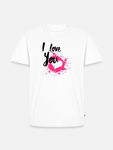 I Love You - Maglietta ecologica premium da uomo - bianco