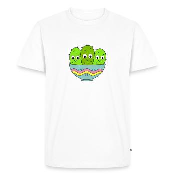 Bouquet de cactus mignon dans un bol - T-shirt Premium bio Homme - blanc - Devant - Nico (187cm)