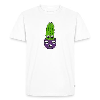 Grand Cactus Dans Un Pot De Crâne D'halloween - T-shirt Premium bio Homme - blanc - Devant - Nico (187cm)