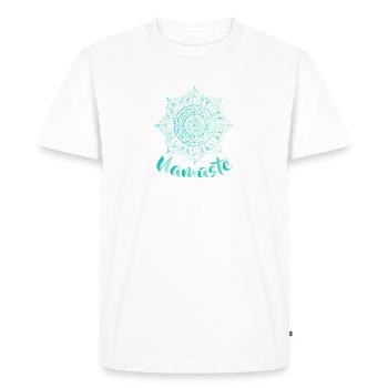 Namaste - Fleur de Lotus - T-shirt Spirituel Yoga Om - T-shirt Premium bio Homme - blanc - Devant - Nico (187cm)