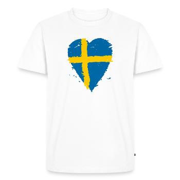 Coeur drapeau Suède - T-shirt Premium bio Homme - blanc - Devant - Nico (187cm)